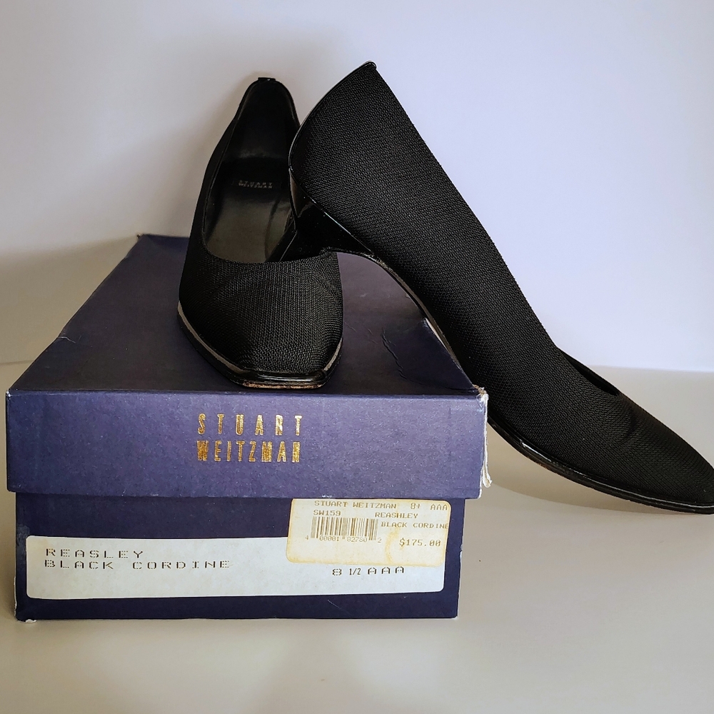 Vintage Stuart Weitzman Elegant Black Cordine Heels Size 8.5